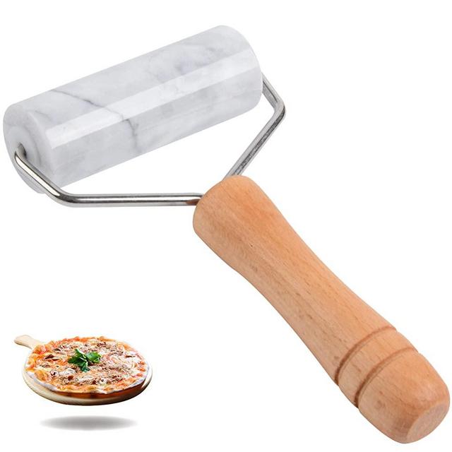 Tianman Marble Rolling Pin Pizza Roller, Marble Roller Non-Stick T-Type, For Cake Baking Tortilla Fudge Pizza Cookies and Other Kitchen Baking Cooking (White).
