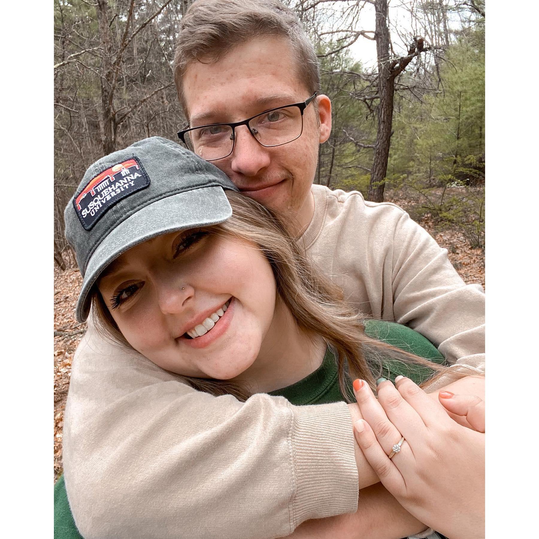 The day Dan asked Alyssa to marry him (with a real ring, too!) in April 2021.