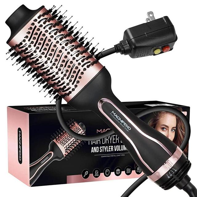 Magnifeko Hair Dryer Brush and Styler volumizer Hot Air Hairdryer Brush in One - Blow Dry Brush - Electric Hair Drying (Black Rosegold)