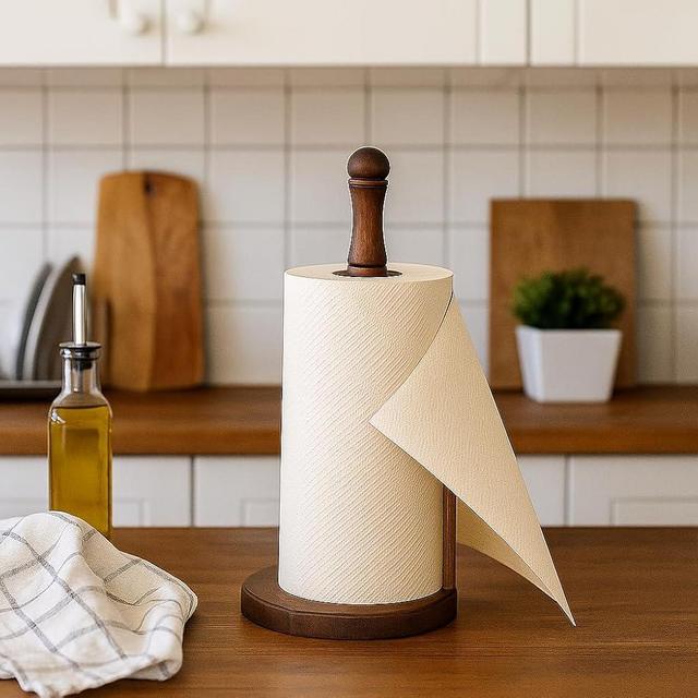 Wooden Paper Towel Holder,Vintage Wood Paper Towel Holders for Kitchen Roll Organize,Standing Paper Towel Holder for Kitchen Roll Holder,Stand up Kitchen Roll Holder