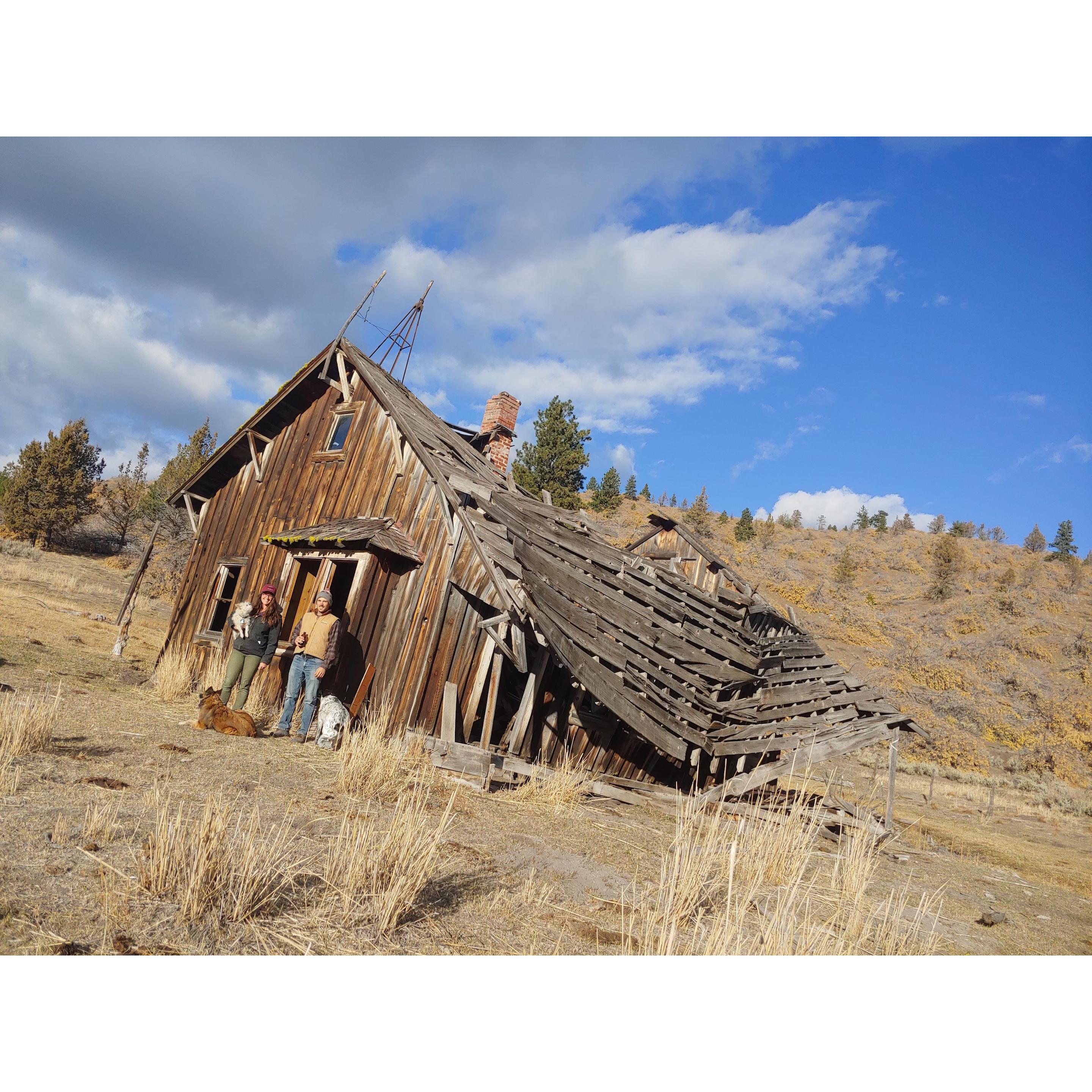 Somewhere past Post, OR. Devinne and Duncan love to drive logging roads and discover old settlements. They enjoy being out in nature in their free time.