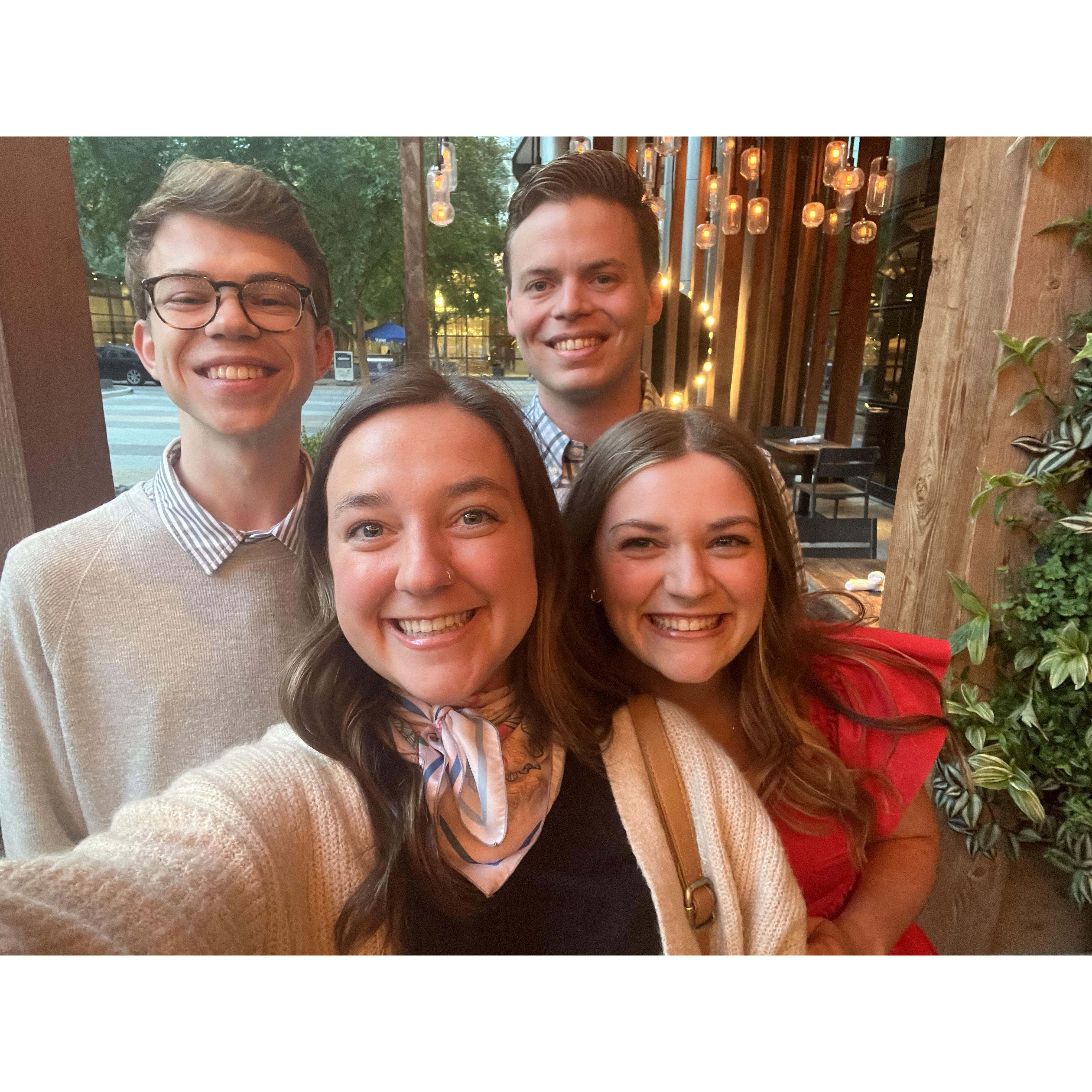 Before they made it official, Erin invited Price to dinner with her best friends, Abby and Daniel. This was such a sweet moment to share with them.