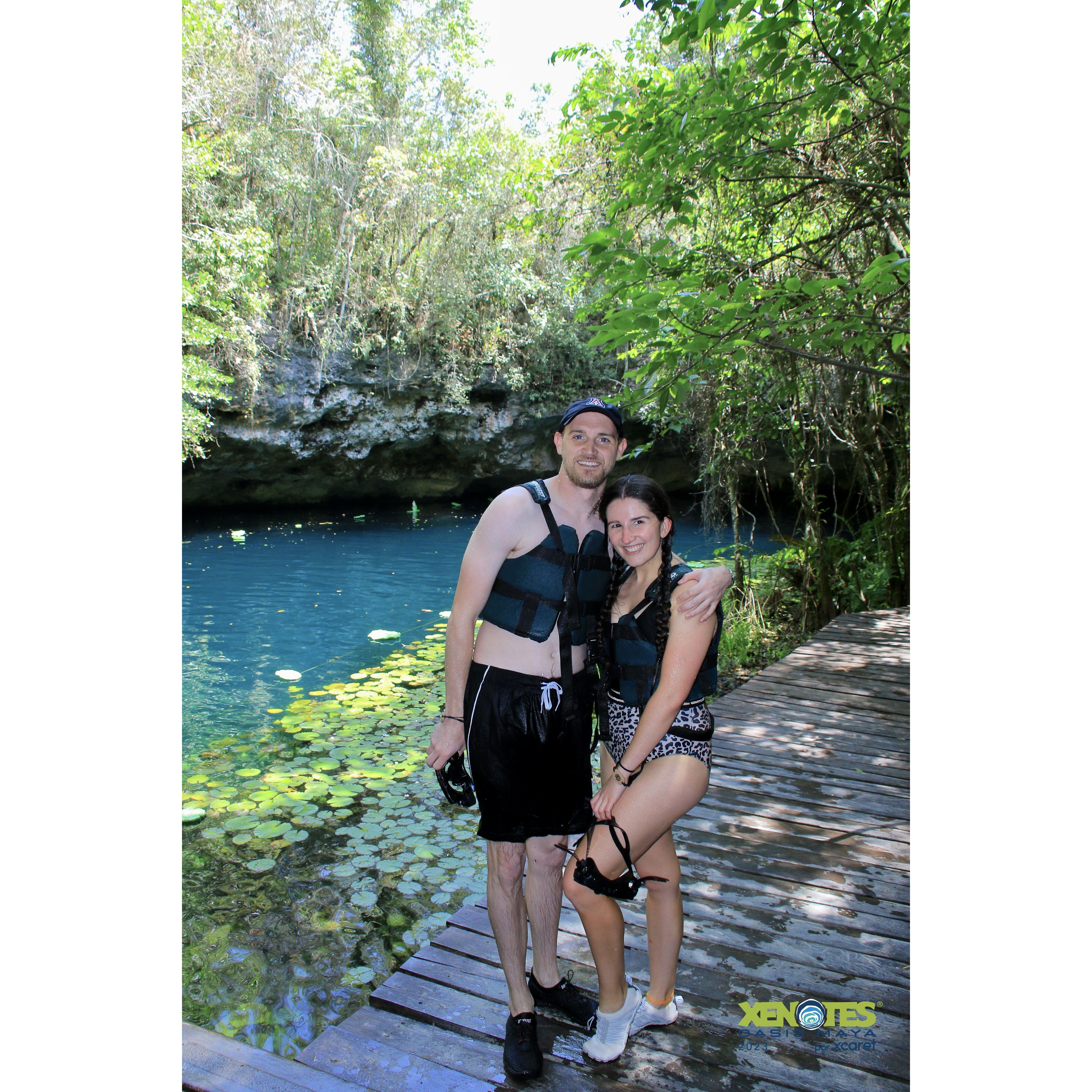 Our first big vacations together at the Xenotes in Cancun!