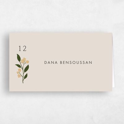 Beige Modern Wedding Place Card - Ortensia