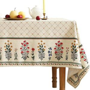 ISAENNE Designer Vintage Linen Floral Small Rectangular Tablecloth,Fall Colorful Modern Table Cloth,Anti-Wrinkle Decor Tablecloths for Dining Thanksgiving Kitchen Christmas,55"*71"-Bertina E