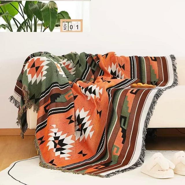 Lqprom Southwest Throw Blankets Double Sided Aztec Southwest Throws Cover Multi-Function for Couch Chair Sofa Bed Outdoor Beach Travel 71"x91"