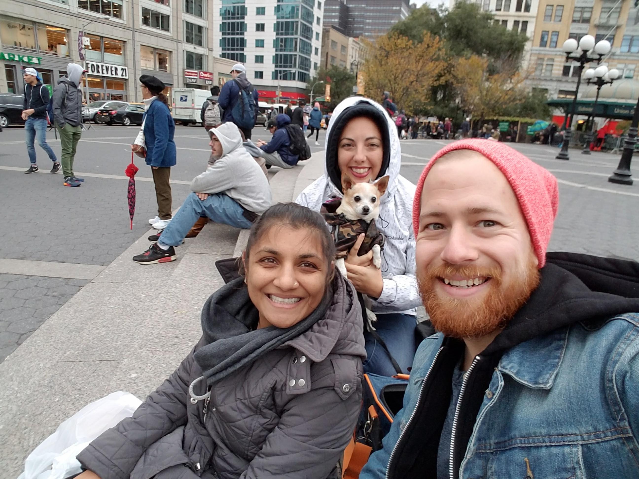 At Union Square with Anna and Buddy
