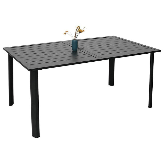 Anmutig 63" x 38" Patio Dining Rectangle Table with Adjustable Umbrella Hole and x 29" Height Suit for Most Chairs