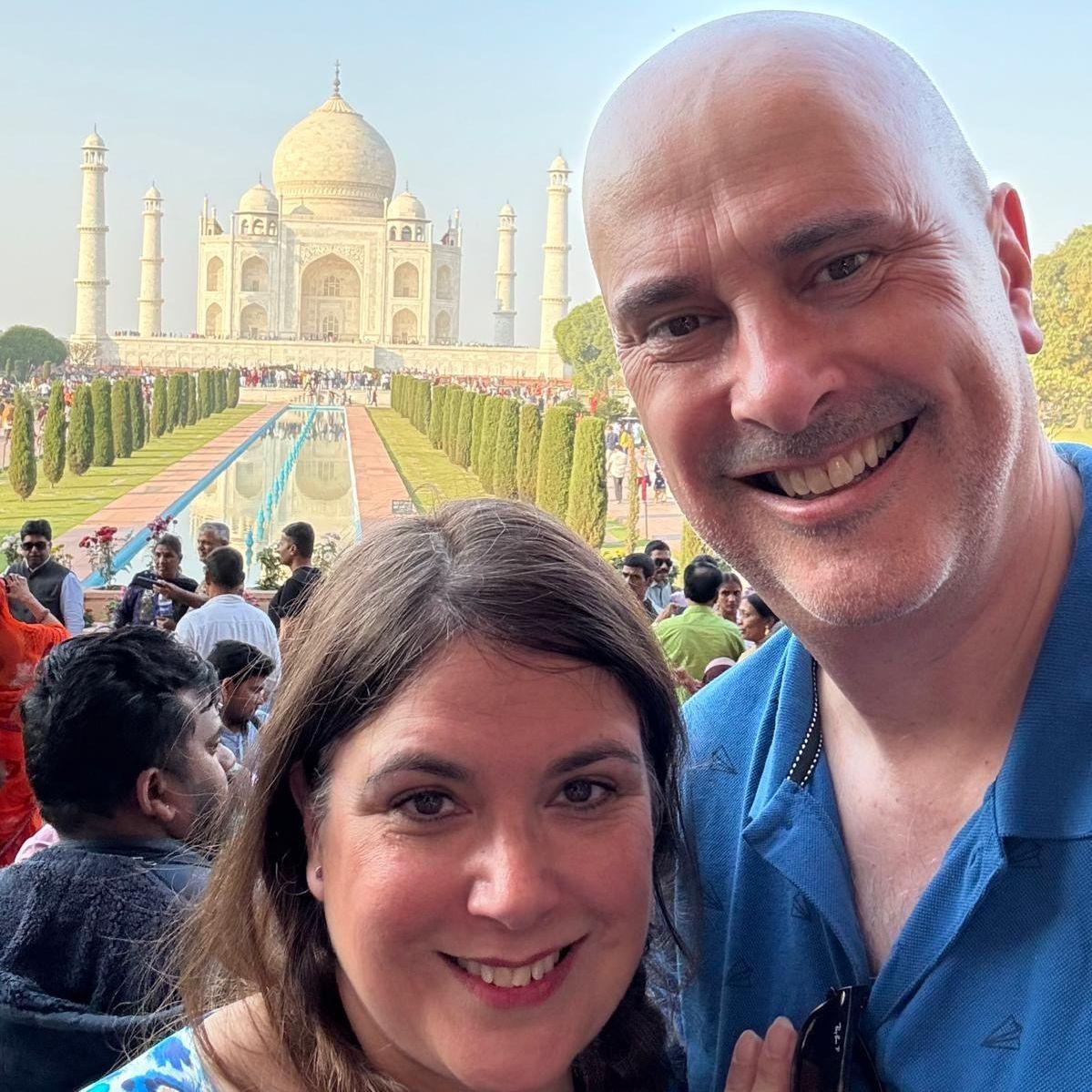 Not quite engaged at this point, a trip to the Taj Mahal was all part of setting the romantic scene, I reckon!