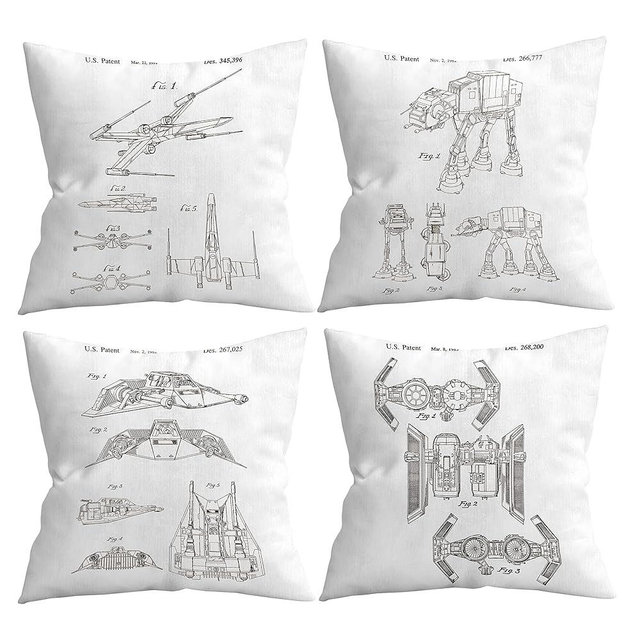 Giosve Throw Pillow Case 18 x 18 Inch Set of 4, Science Fiction Movie Love Cushion Covers, Science Fiction Movie Theme Home Bedroom Room Decor