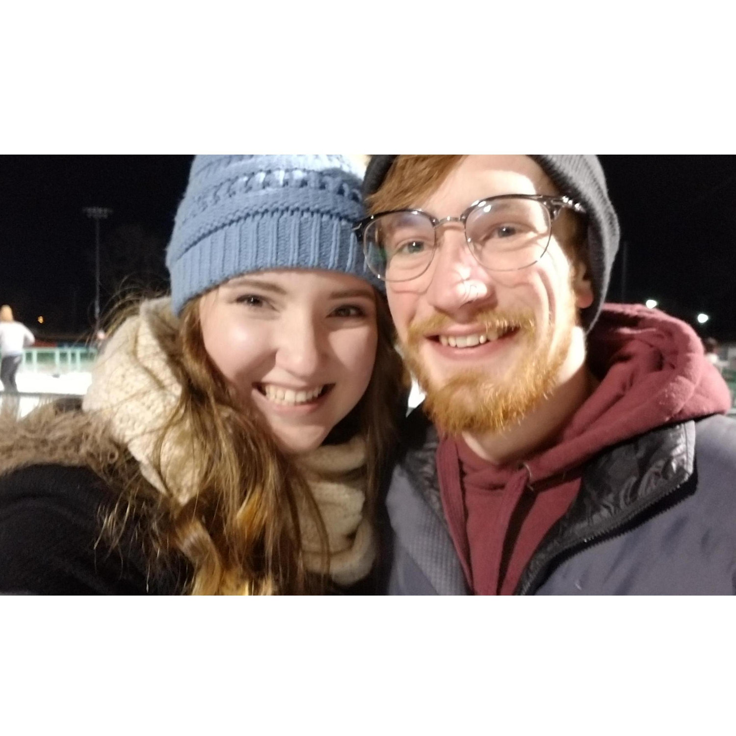 One of our first dates. She fell. He laughed. It was a great time.