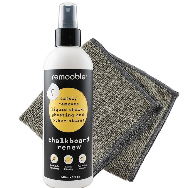 Remooble Non-toxic Chalkboard Cleaner & Microfiber Cleaning Cloth, 8 oz.