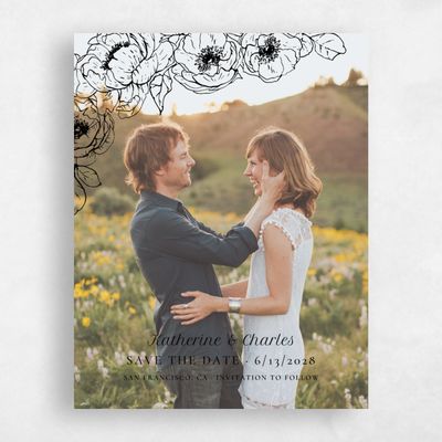 Black Wedding Save the Date - Rooftop Portrait
