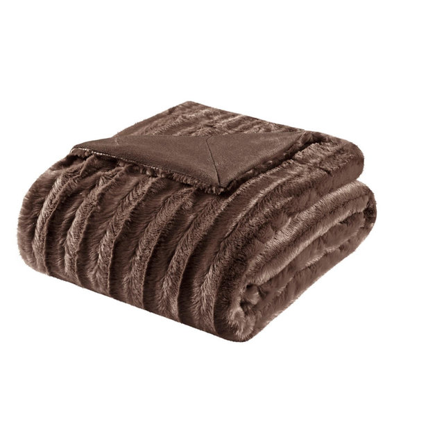 Chocolate York Long Faux Fur Throw (50"X60")