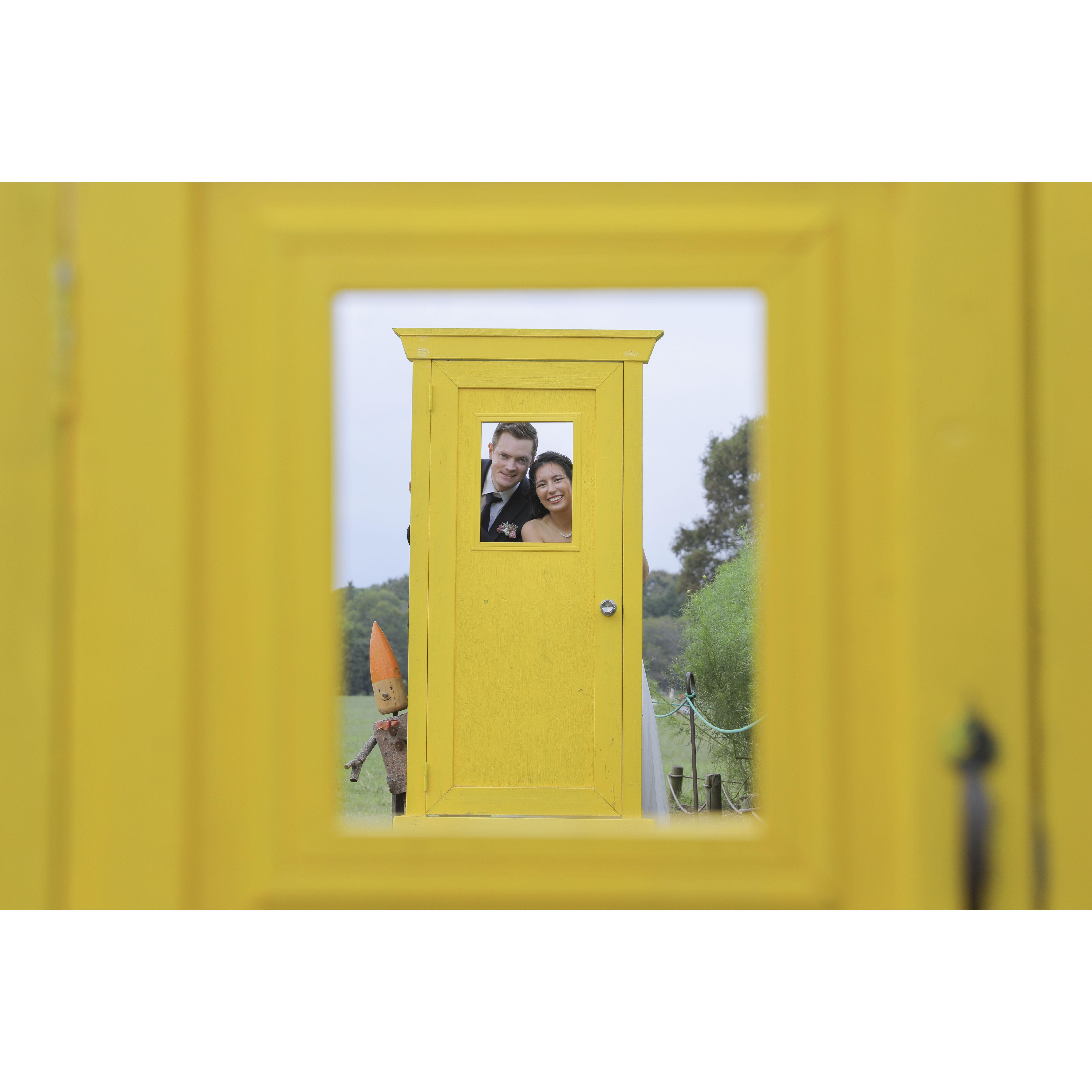 Love is an open door, or several random doors in a park. No, that is not our son.