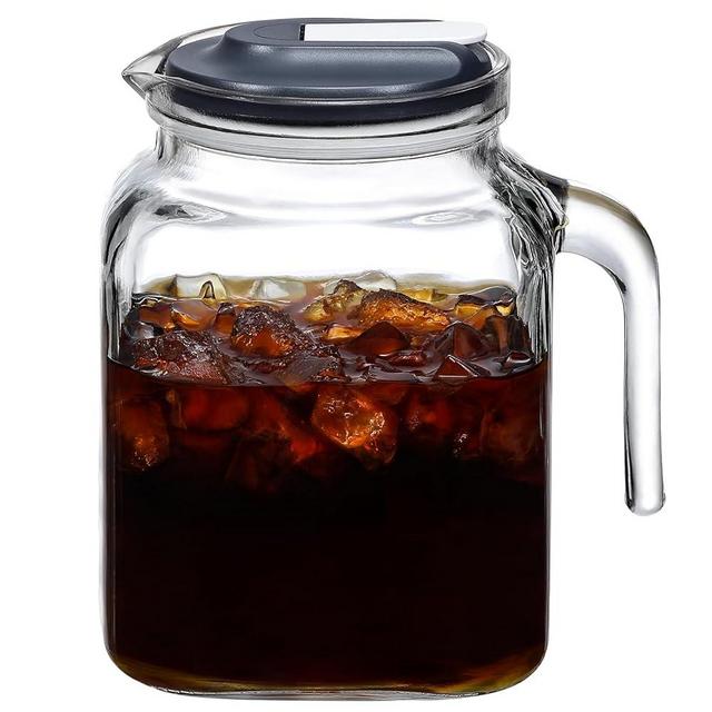 AOZITA 2L Modern, Minimalist Glass Pitcher with Lid and Spout, Leakproof, Clear