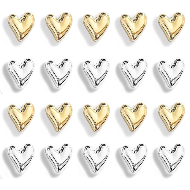 Janvelle 20PCS Gold Refrigerator Magnets Cute Love Heart Decorative Magnets Silver Fridge Magnets Small Home Kitchen Magnet Set Colorful Magnetic Decoration for Office Whiteboard
