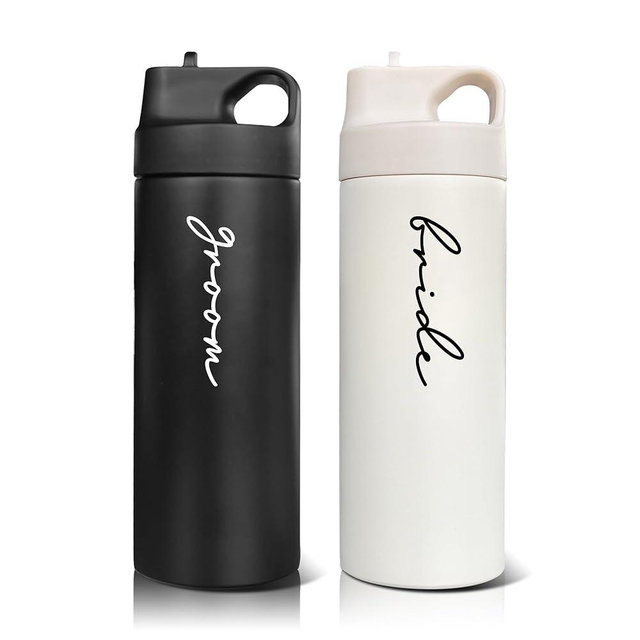 GroomBrideGifts Mr and Mrs Cups, Wedding Gifts for Bride and Groom, His and Hers Engagement Present Husband and Wife, Honeymoon Travel Essentials for Couples
