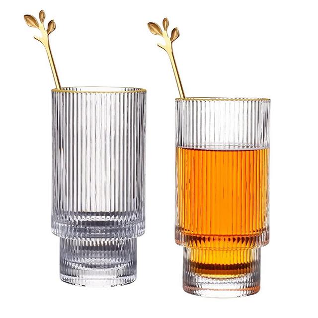 Ice Coffee Cups, Wine Ice Beer Cup Cocktail Glasses Drinkware, Origami Style Transparent Tea Set Heat Resistant Glassware,Glass Cup Coffee Mug