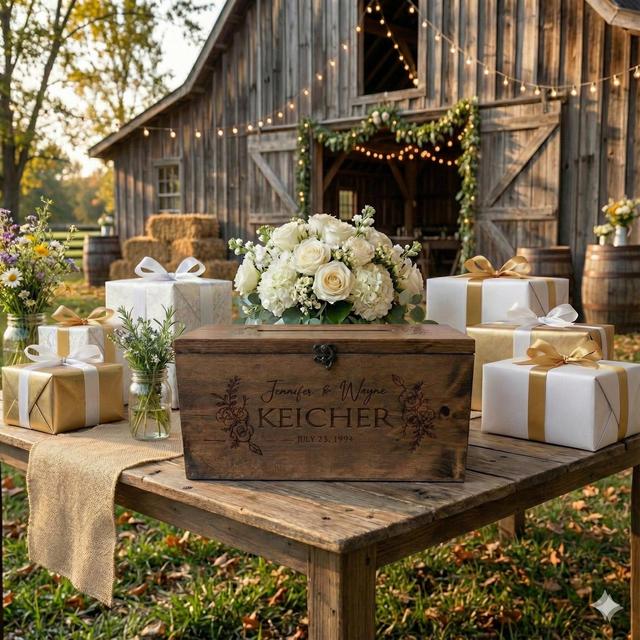 Personalized Wooden Wedding Keepsake Box