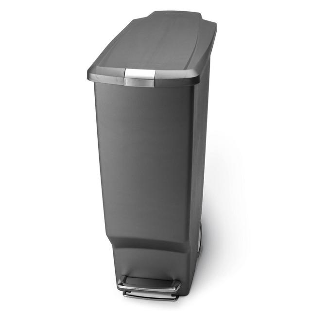 simplehuman 40L Slim Plastic Step Trash Can Gray