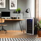 Single Zone 27-Bottle Freestanding Wine Cooler Fridge with Exterior Digital Thermostat & Chrome Racks - Stainless Steel
