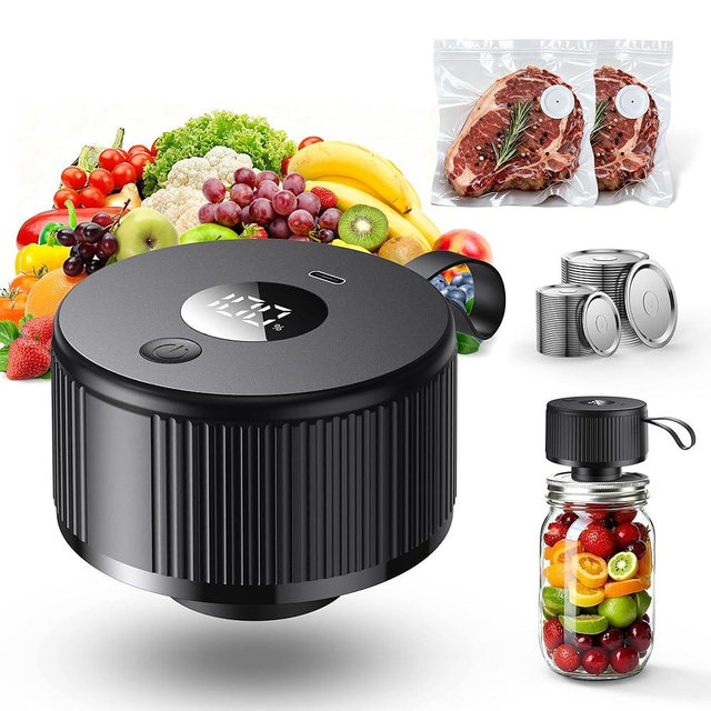 Upgraded 3-in-1 Electric Mason Jar Vacuum Sealer Kit for Mason Jars, Food Savers & Containers | Food Preservation System for Kitchen | Ideal for Canning Jams, Pickles, Dry Foods, Grains & Leftovers