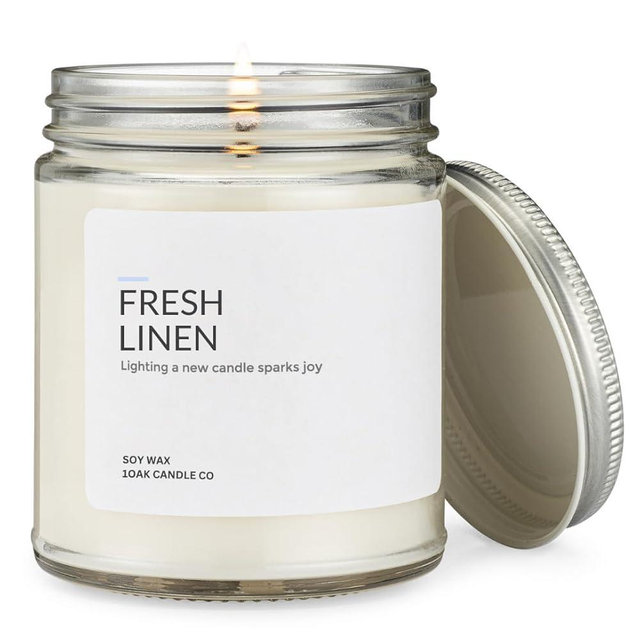 1OAK Soy Wax Linen Scented Candle - Fresh Linen & Clean Cotton - Long Burning Premium - Hand-Poured (7oz.)