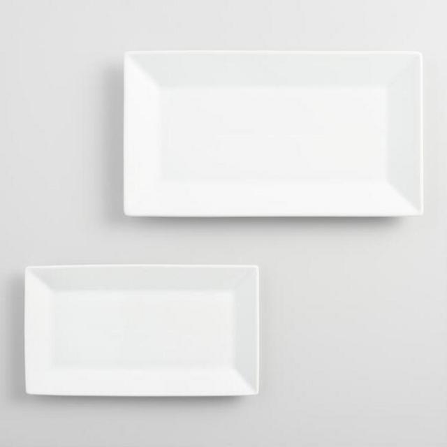 Rectangular White Porcelain Rimmed Serving Platter