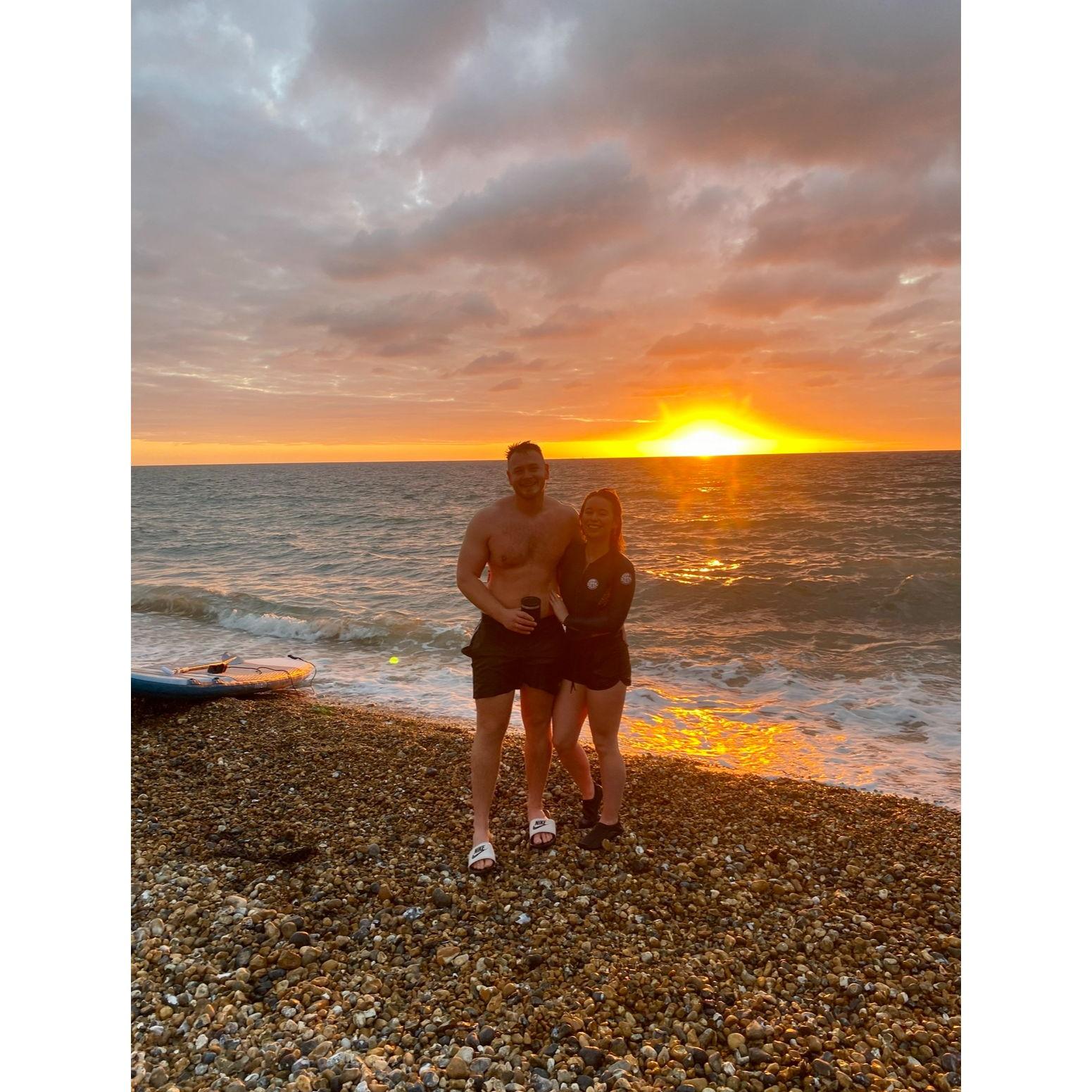 October 2021. Sunrise after a paddle boarding at Eastbourne seafront