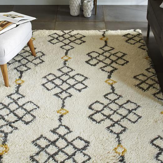 Fes Wool Shag Rug - Ivory / Slate