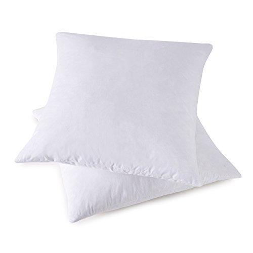 HOMESJUN Set of 2, 95% Feather 5% Down Square Decorative Throw Pillow Insert, 100% Cotton, 26x26 Inch