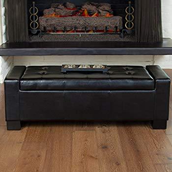 Christopher Knight Home Rothwell Black Bonded Leather Storage Ottoman