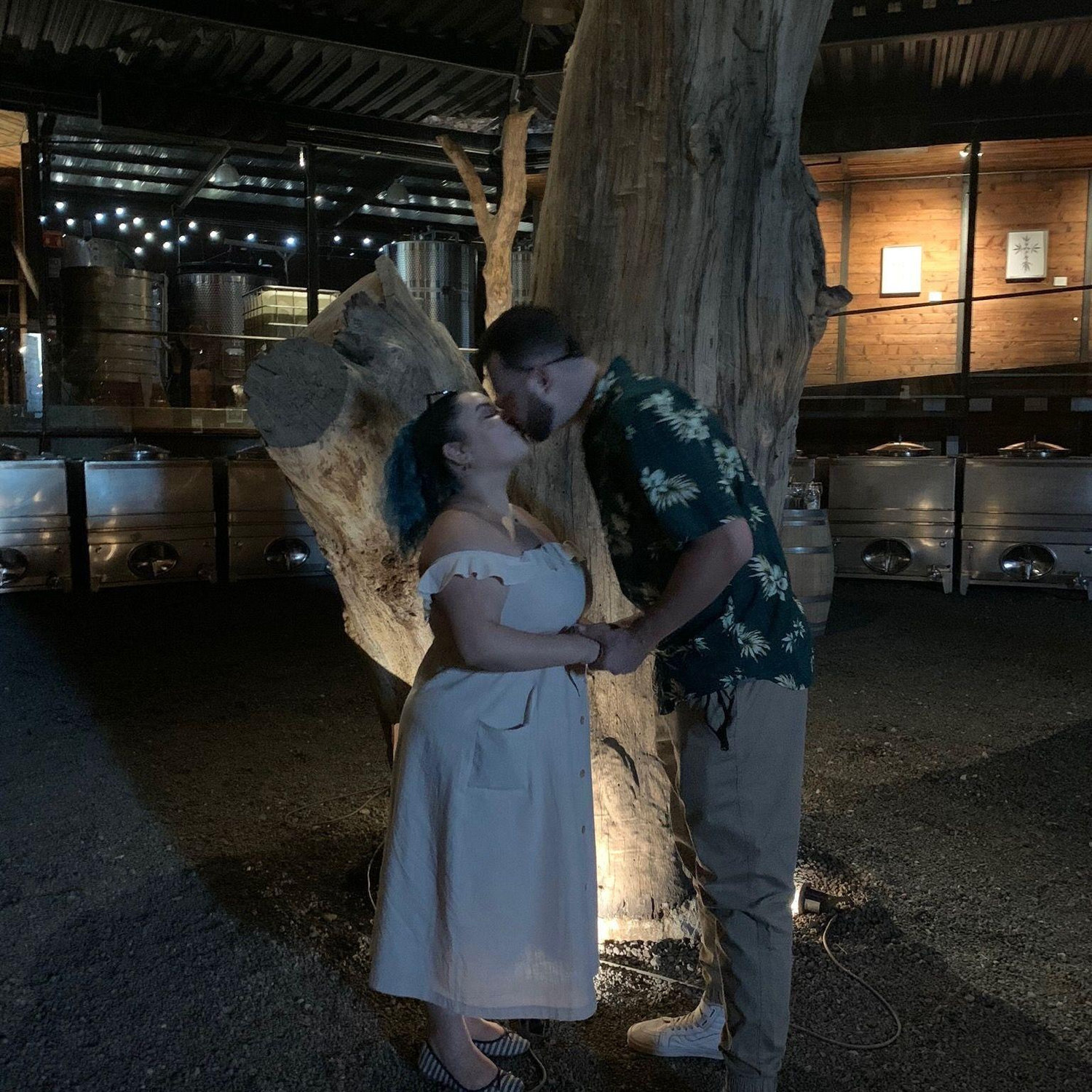 For Sofia's mom's birthday, we went wine tasting & the guy pouring said "Those who get the last drops from the bottle will get married next" First Ryan got the last drops, & the next bottle Sofia did!
