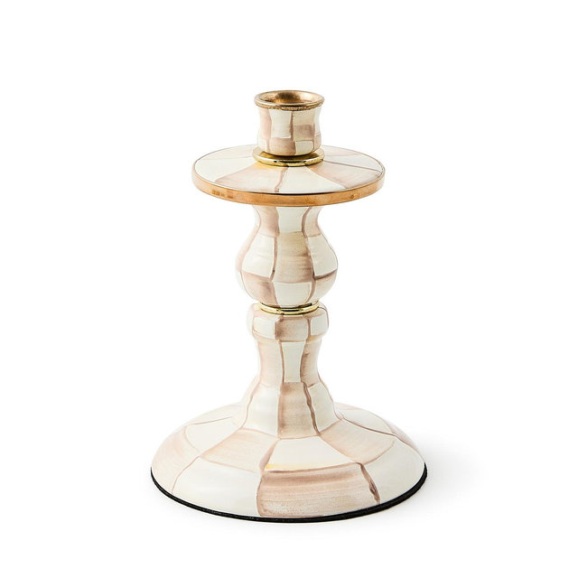 MacKenzie-Childs Mocha Check Small Candlestick