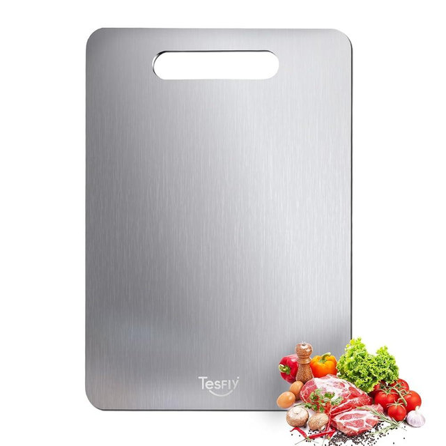 New Titanium Cutting Board - 100% Pure Titanium Cutting Boards For Kitchen,Easy to clean, Double-sided food-grade Cutting Board For Cutting Meats, Fruits And Vegetables（18 * 12）