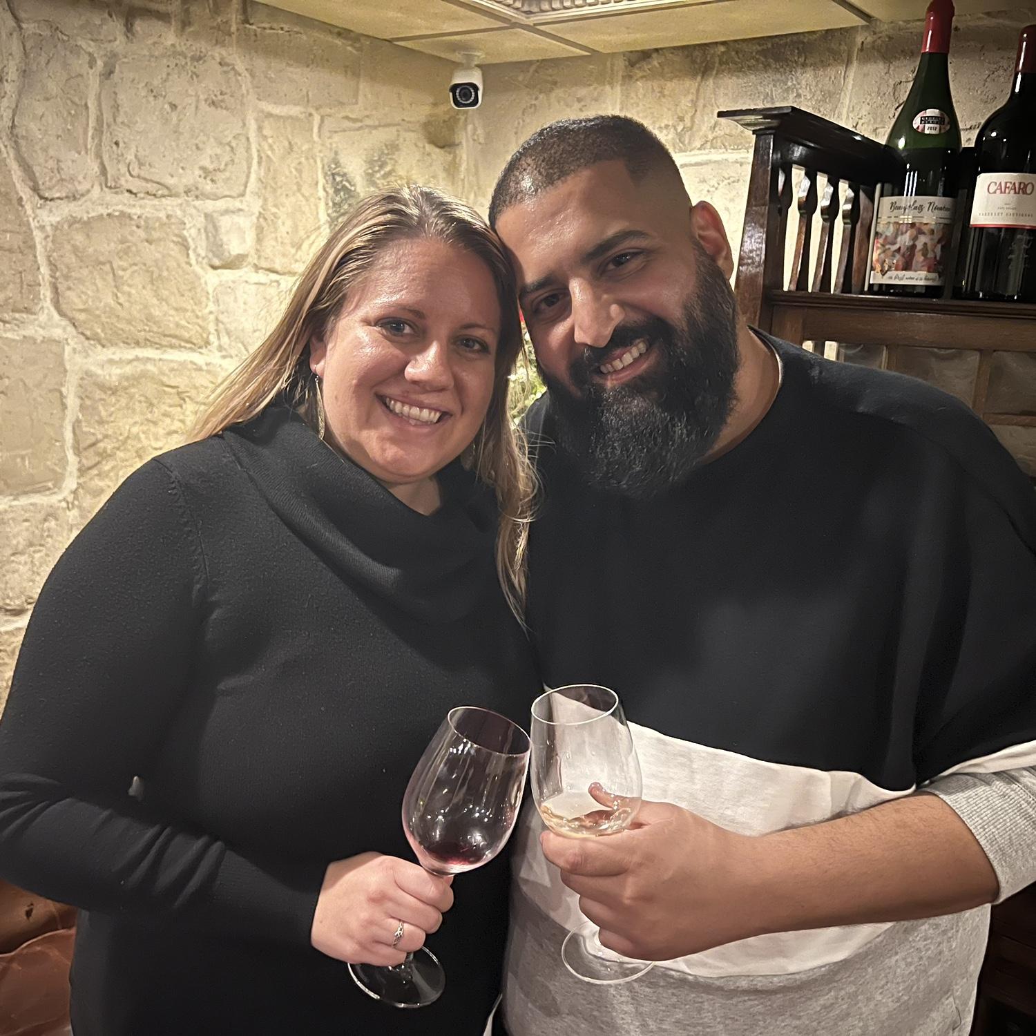 Our first photo together and second date at the Wine Room on Park Avenue.