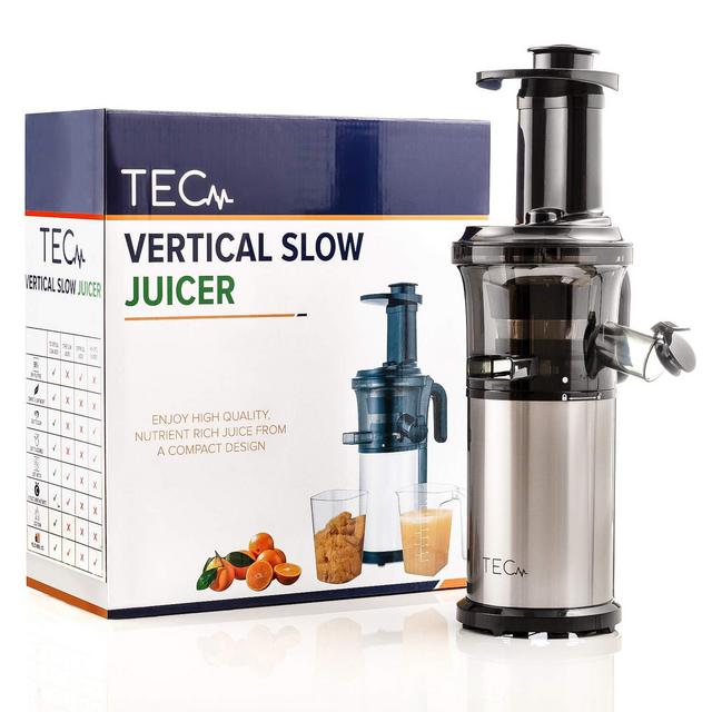 TEC Slow Masticating Juicer - Portable, Compact, Lightweight; Easy to Set Up & Clean; Plus a Powerful, Quiet 200 W Motor [Includes a Cleaning Brush, 2 Stainless Steel Straws, 99.99% Pulp Free Strainer]