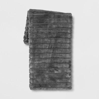 Texture Faux Fur Throw Blanket Gray - Project 62™