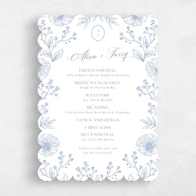 Blue Scalloped Wedding Program - Gavina