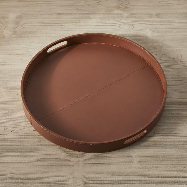 Larsen Leather Trays, Round, 22", Saddle