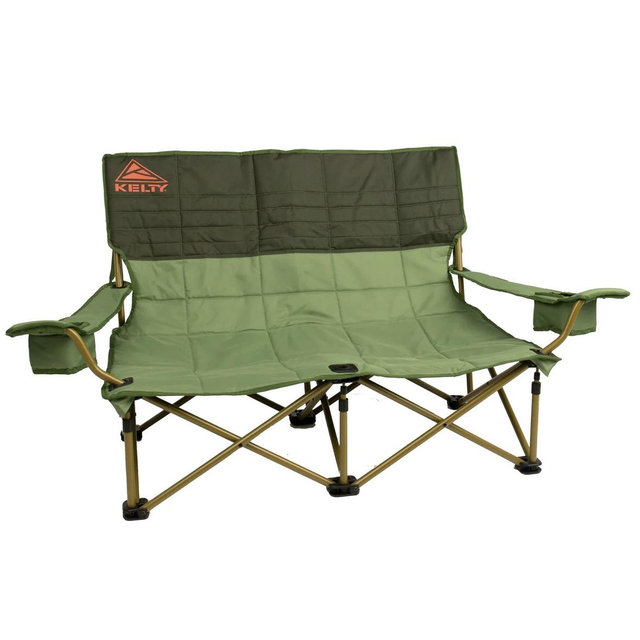 Kelty Low Loveseat 2 Person Foldable Camping Chair w/ Insulated Drink Holders - DILL