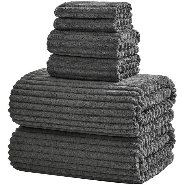 NALIVO 6-Piece Bath Towel Set(30"x60"), 2 Large Bath Towel Sheets, 2 Hand Towels and 2 Washcloths - Highly Absorbent Quick Dry Microfiber,Ultra Soft Towel Set for Bathroom (Charcoal Gray)