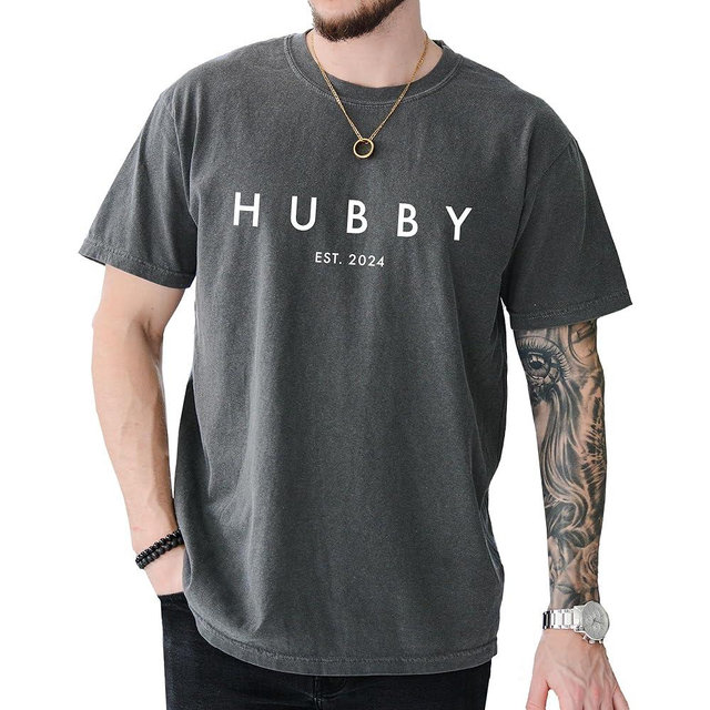 Couple T-Shirt for Men, Women, Hubby and Wifey Est. 2024 Honeymoon Shirt 100% Cotton Retro Look Oversized Graphic Tee