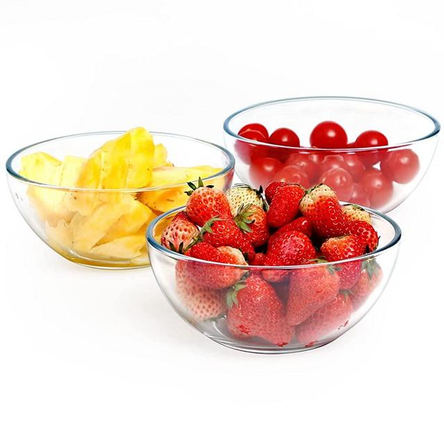 NUTRIUPS Glass Bowl Glass Mixing Bowls Set Glass Salad Bowls Glass Bowls Glass Mixing Bowls Microwave Safe Clear Glass Bowls for Mixing, Storing, Preparing Round Bowl (6 inch)