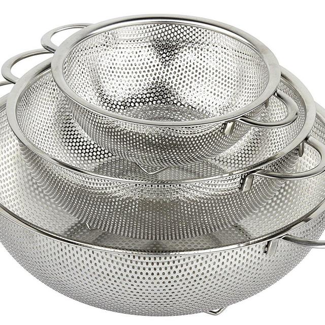 holm 3-Piece Stainless Steel Mesh Colander Set (1-Quart, 2.5-Quart and 4.5-Quart)