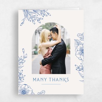 Light Oatmeal, Blue Wedding Thank You - Briallen Photo