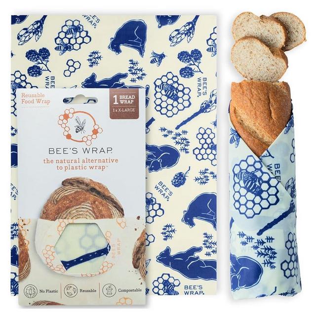 Bee's Wrap Beeswax Wraps for Food - Bees + Bears Bread Wrap - Made in USA Reusable Bread Storage Bags - Organic & Eco-Friendly Alternative to Aluminum Foil, Sourdough Bags & Plastic Wrap