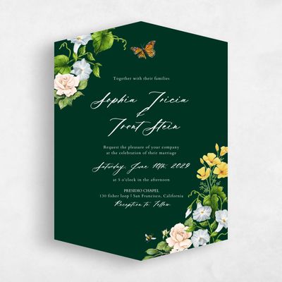 Green Diamond Wedding Invitation - Eterno Portrait