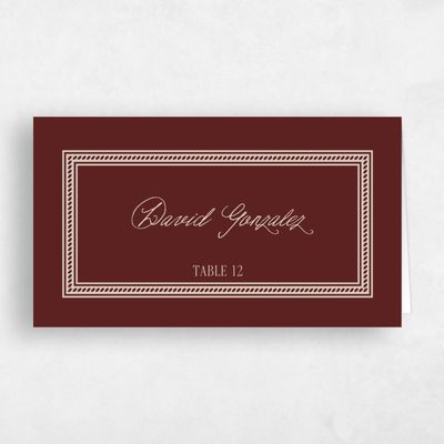 Maroon, Red Wedding Place Card - Encanto